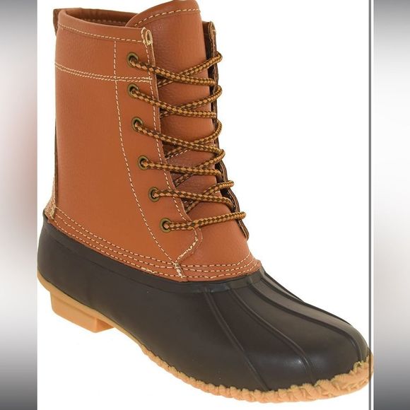 New Khombu Premium Leather & Rubber Winter Lace Up Ankle Duck Boots Size 5 - Picture 10 of 15